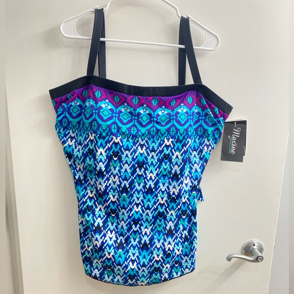 Maxine of Hollywood Blue One Piece Swimsuit Size 24W